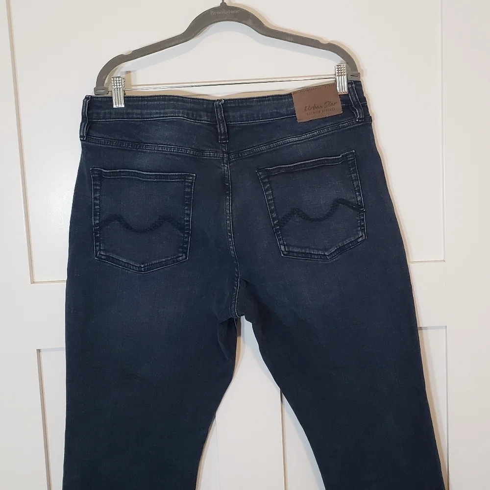 Urban Star Estilo Denim Blue Jeans Hi Rise Stretch Darkwash Size 36 X 30